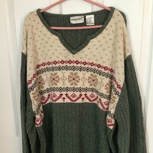 Olive green sweater with print